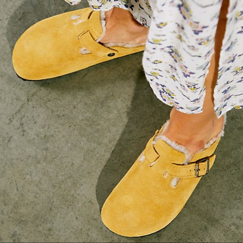 Birkenstock Yellow Suede Mules